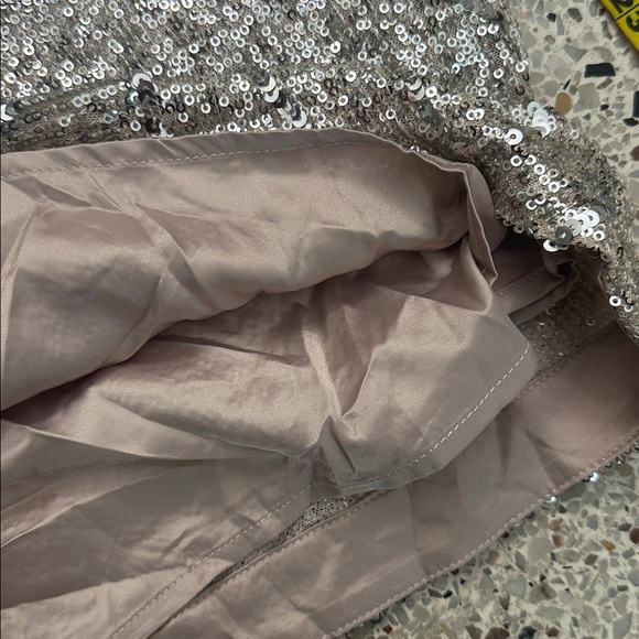 Skies are Blue champagne midi side zip skirt sequin medium m - Picture 4 of 7